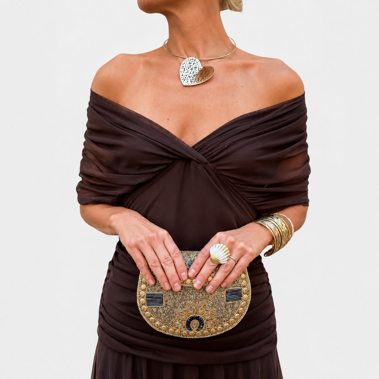 Bernice - Schickes langes Kleid mit Drapierungen