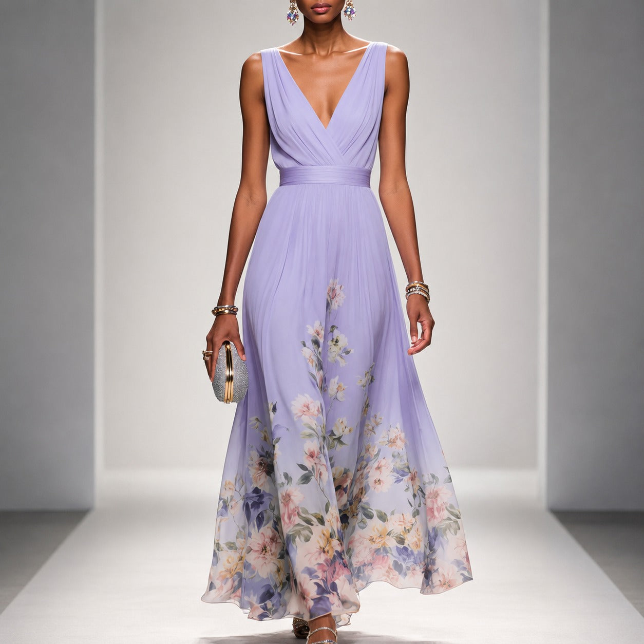 Tanisha - Maxi-Kleid mit Blumendruck