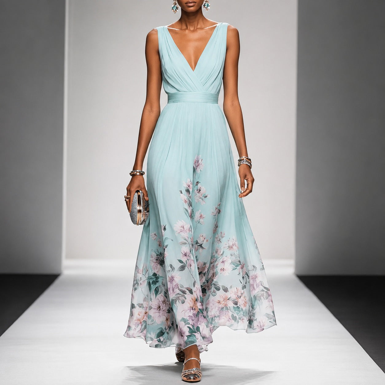 Tanisha - Maxi-Kleid mit Blumendruck