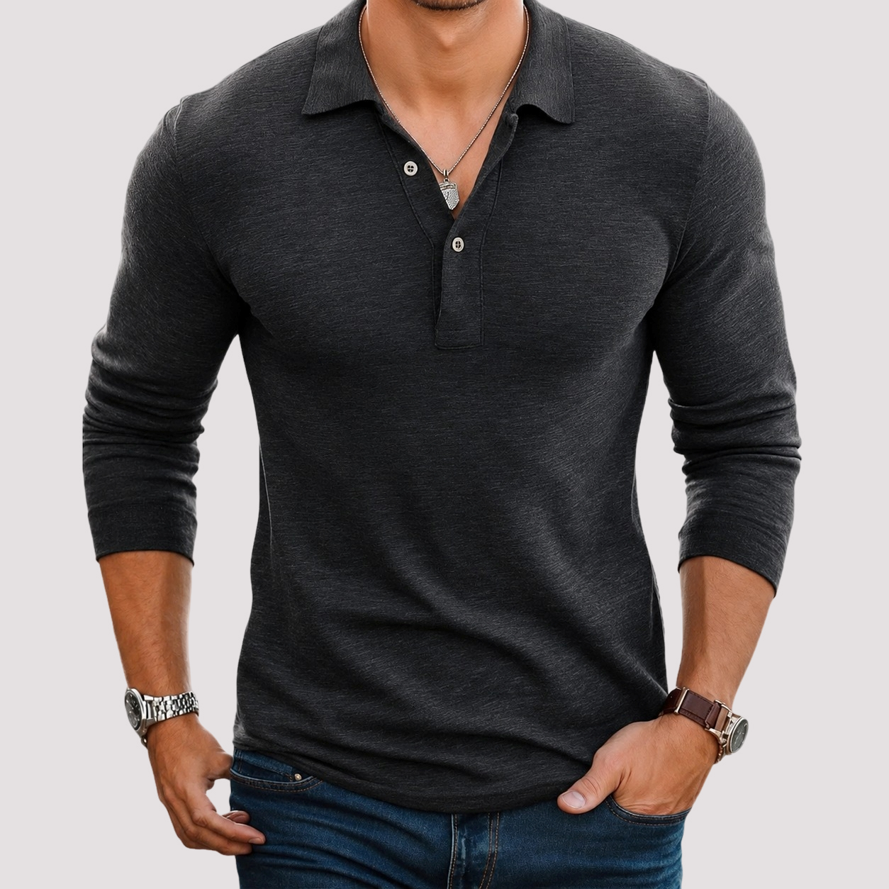 Jack - Bequemes Langarm-Poloshirt