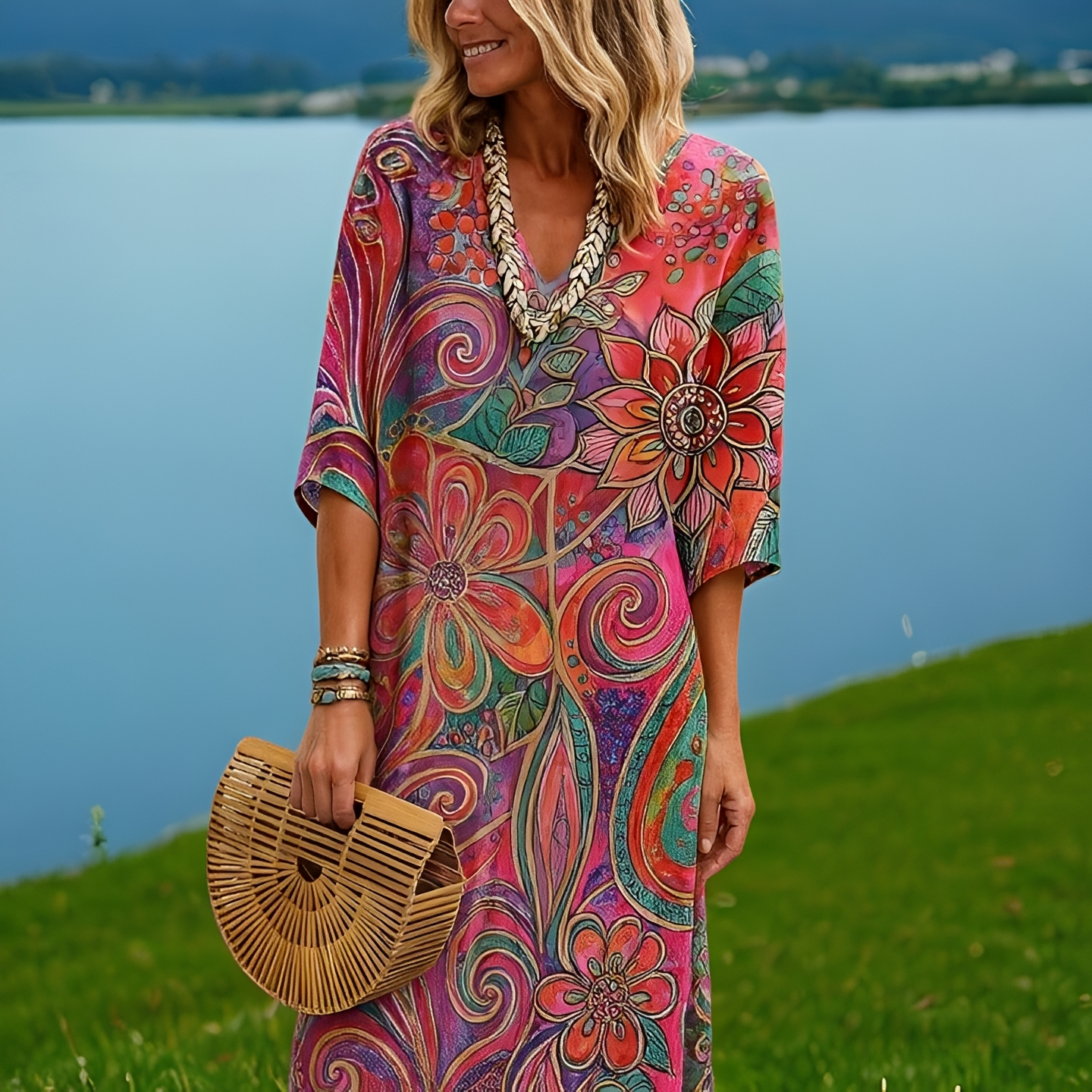 Amara - Farbenfrohes Blumenkleid