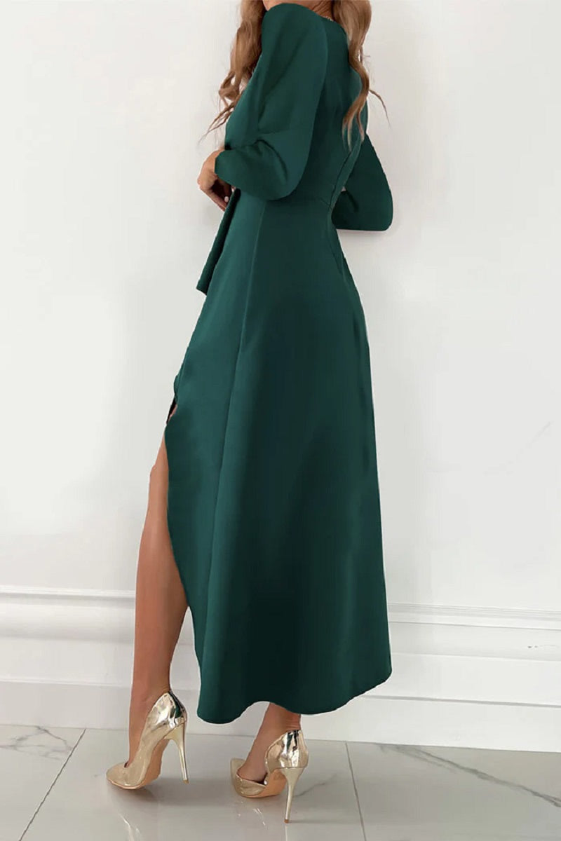 Cherry - Stilvolles, unifarbenes plissiertes Kleid