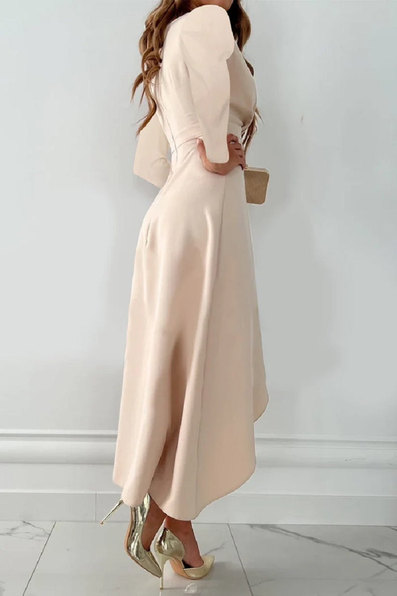 Cherry - Stilvolles, unifarbenes plissiertes Kleid