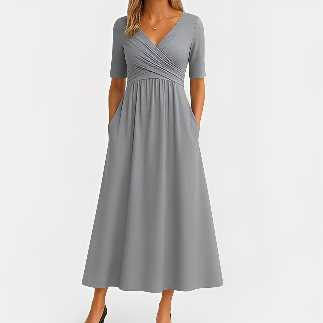 Maïka - Elegantes Damenkleid mit V-Ausschnitt
