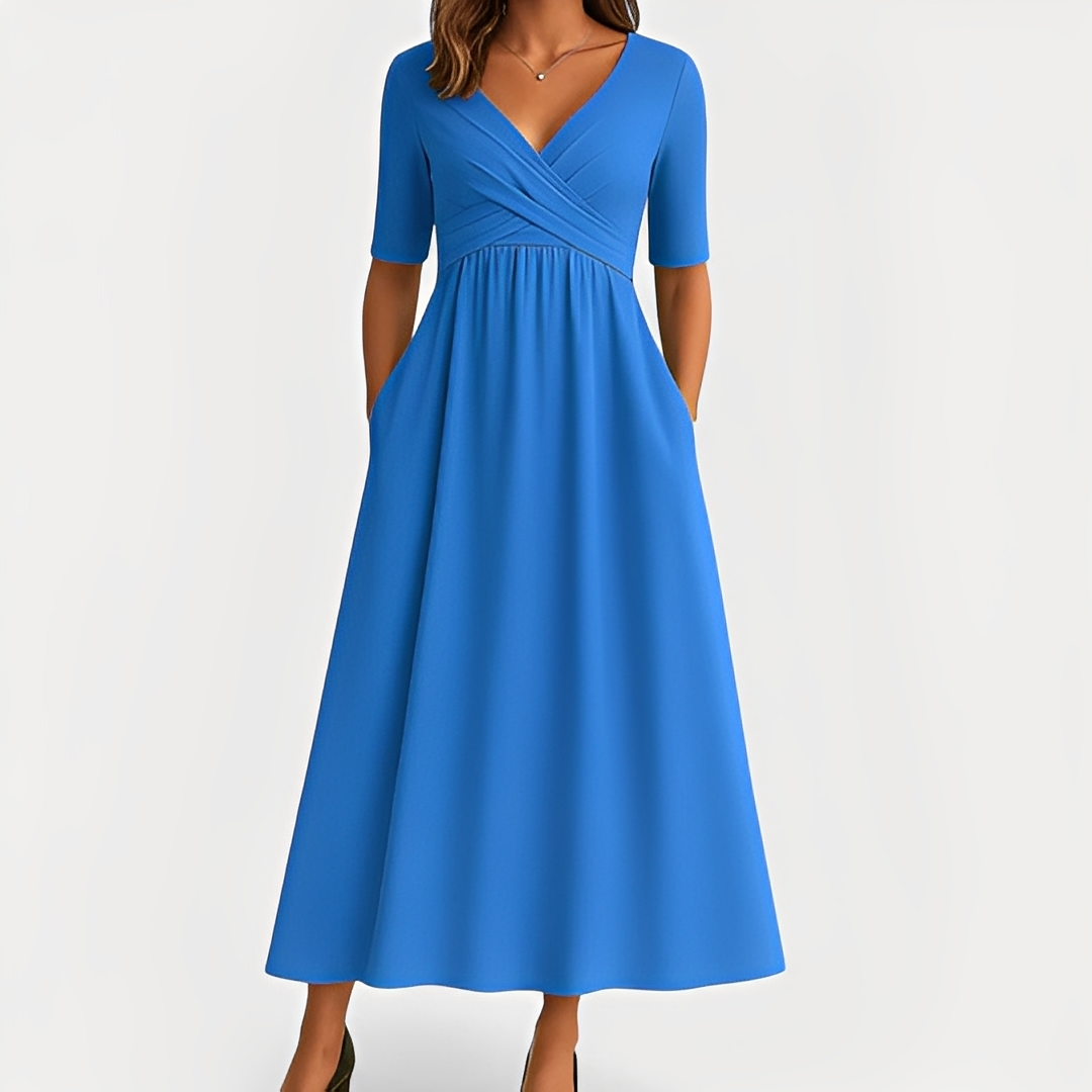 Maïka - Elegantes Damenkleid mit V-Ausschnitt