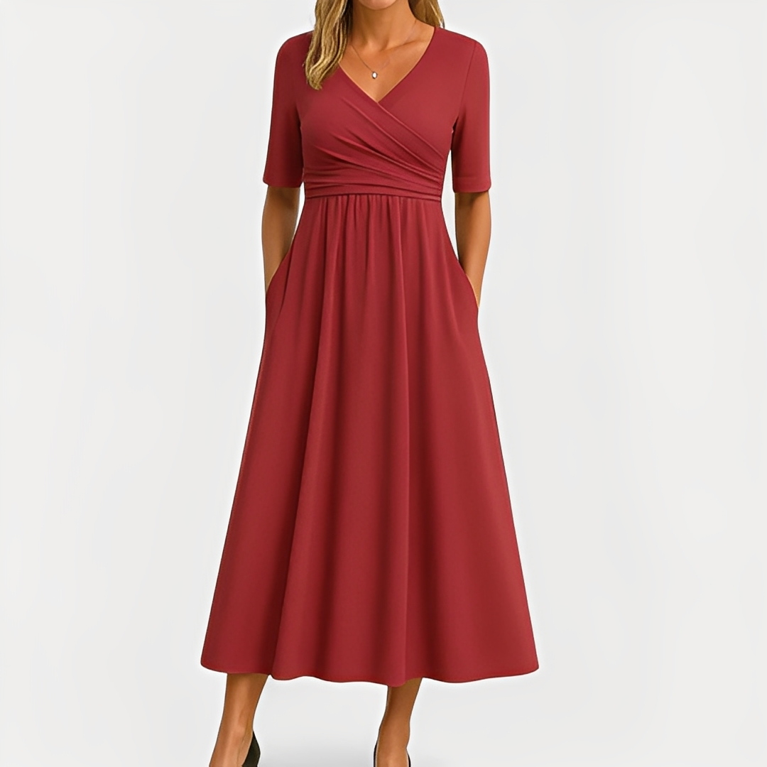 Maïka - Elegantes Damenkleid mit V-Ausschnitt