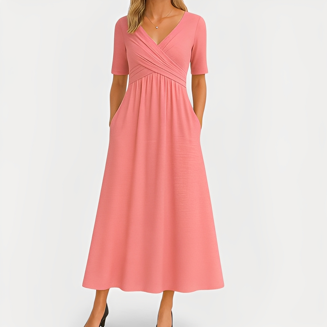 Maïka - Elegantes Damenkleid mit V-Ausschnitt