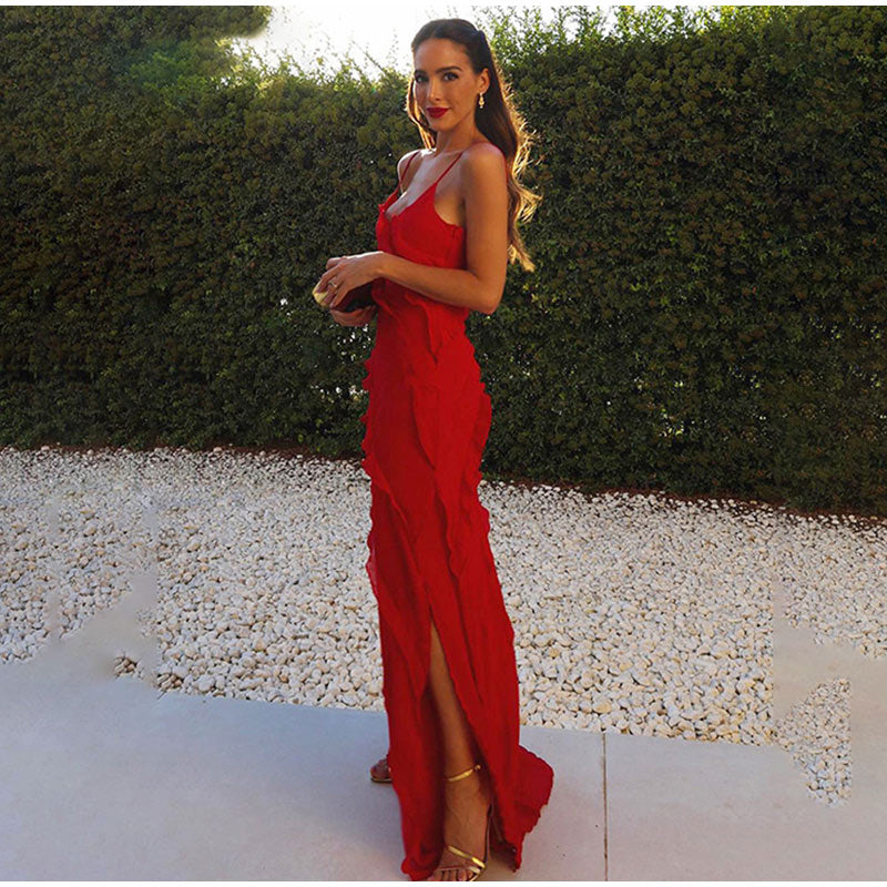 Everly - Maxikleid ohne Ärmel mit Rüschen