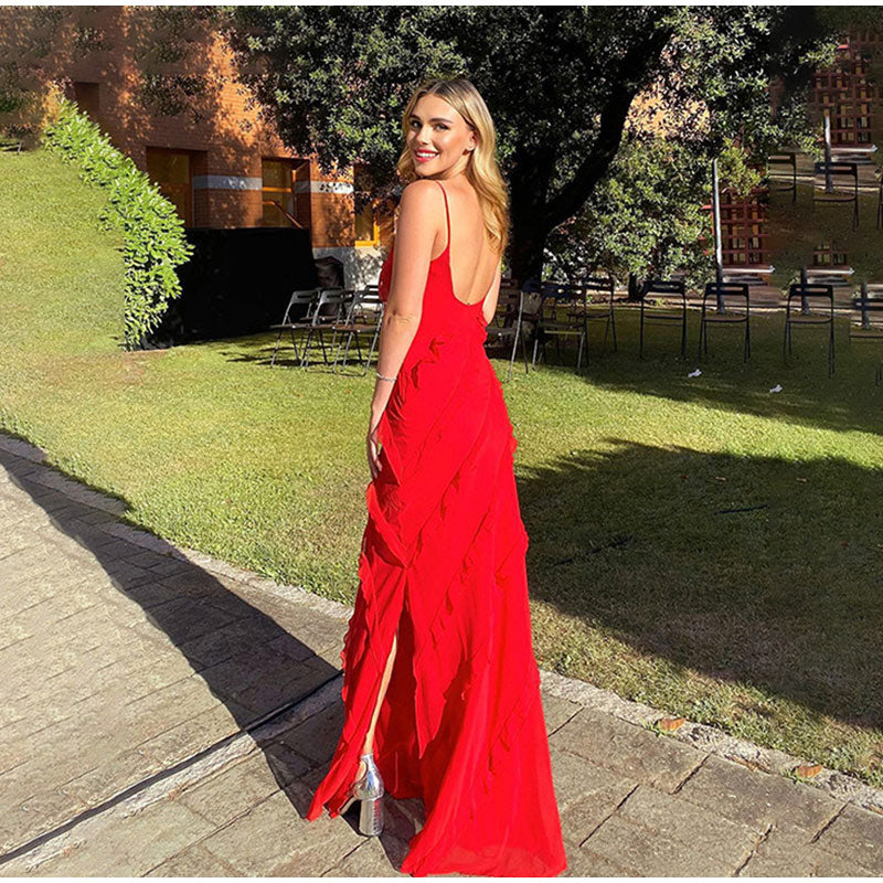 Everly - Maxikleid ohne Ärmel mit Rüschen