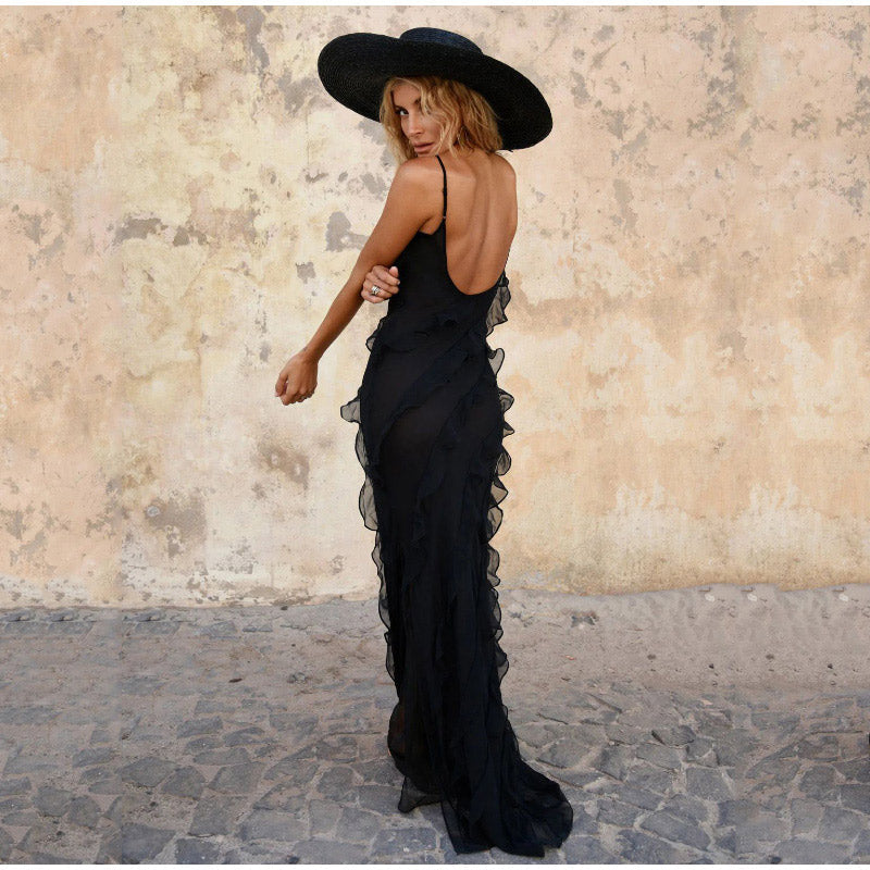Everly - Maxikleid ohne Ärmel mit Rüschen
