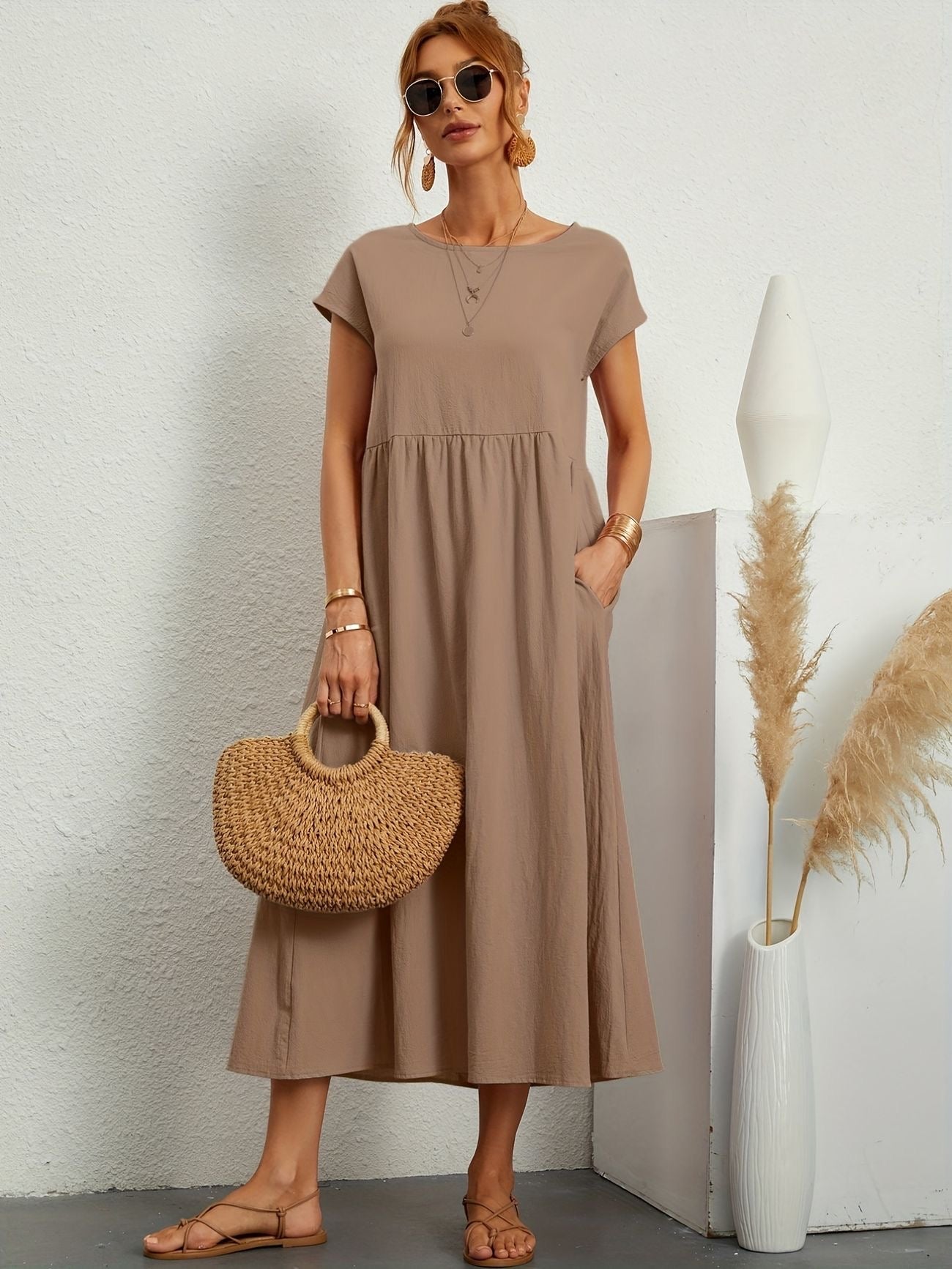 Camell - Kleid mit Rundhalsausschnitt