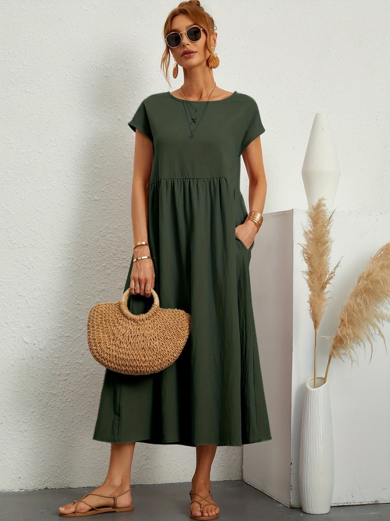 Camell - Kleid mit Rundhalsausschnitt