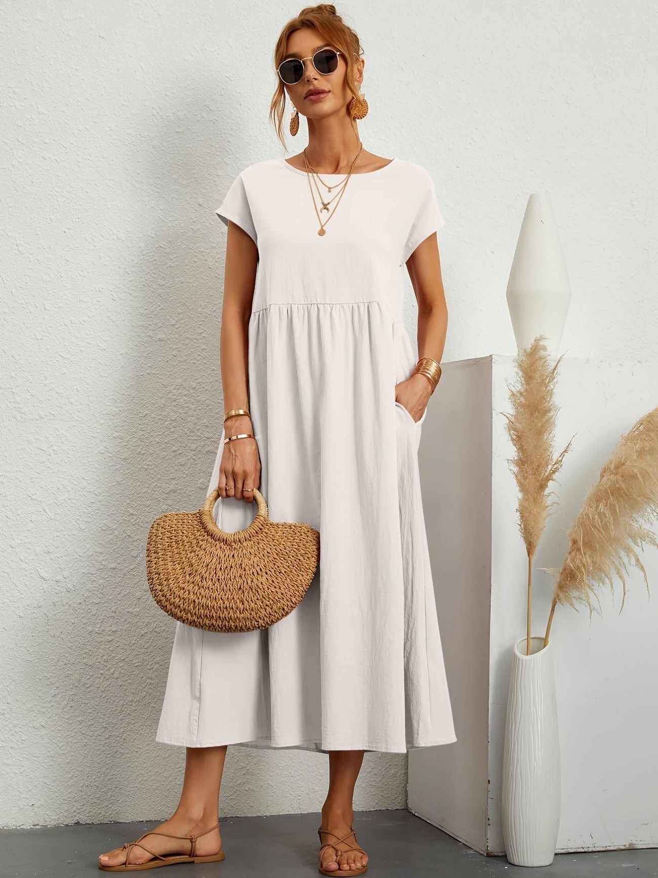 Camell - Kleid mit Rundhalsausschnitt