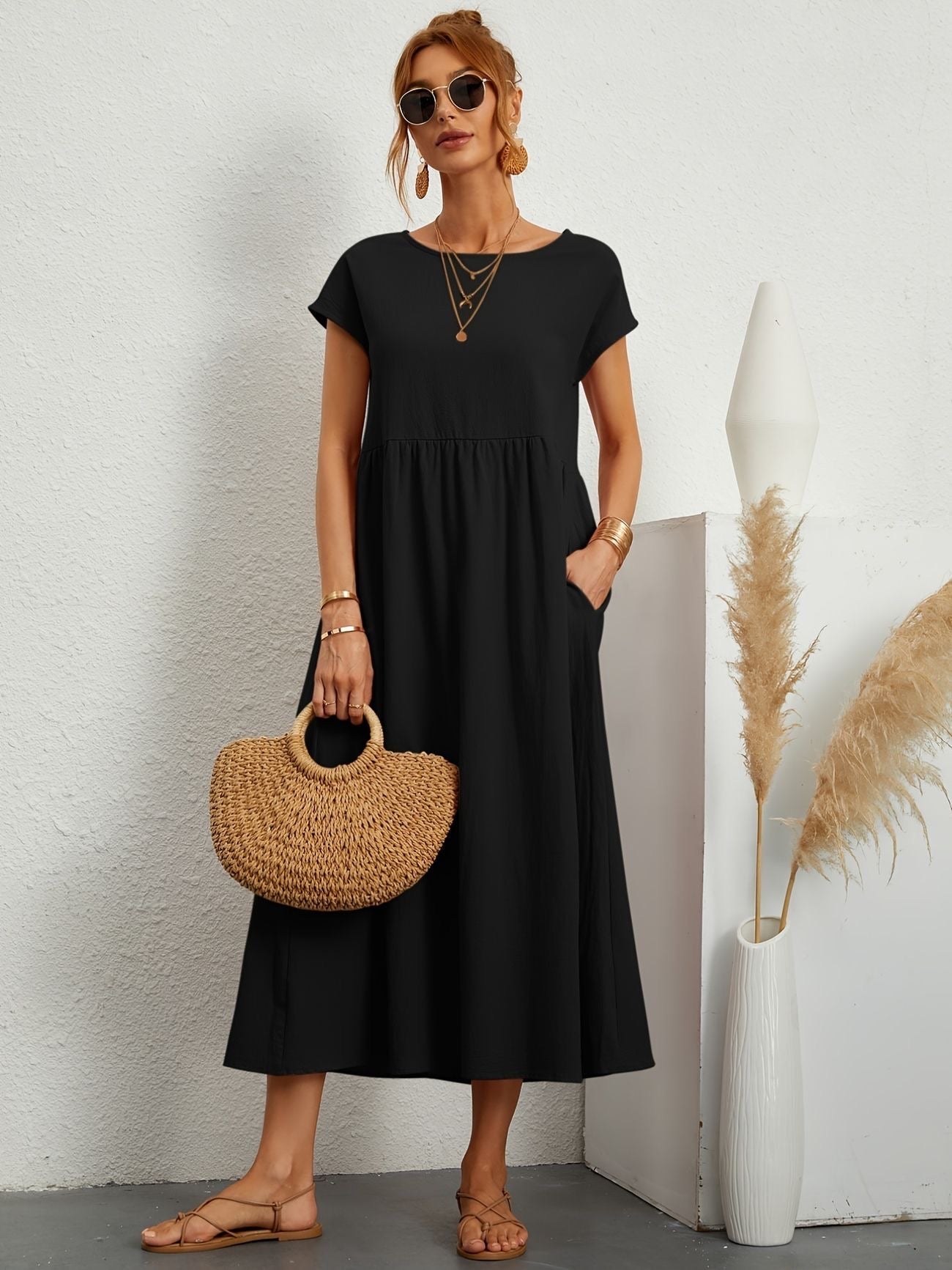 Camell - Kleid mit Rundhalsausschnitt