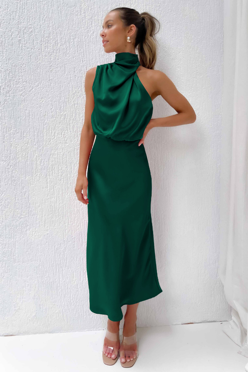 Elianna – Stilvolles Midi-Kleid mit asymmetrischem Ausschnitt