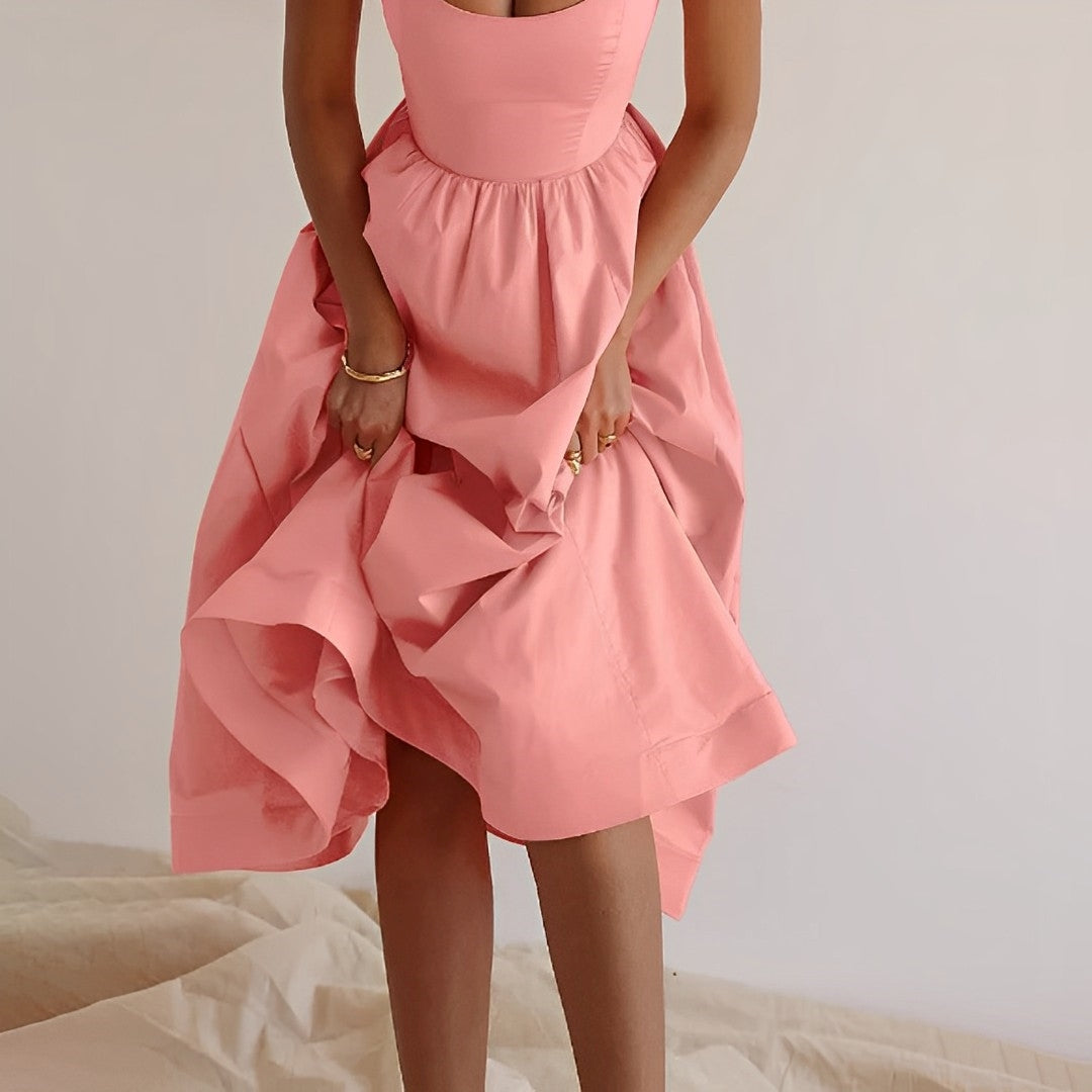 Fabiana - Damenkleid mit schmalen Trägern und Rüschendetails
