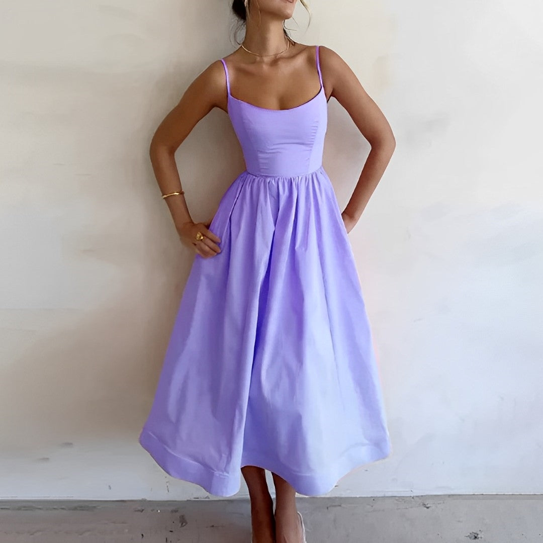 Fabiana - Damenkleid mit schmalen Trägern und Rüschendetails