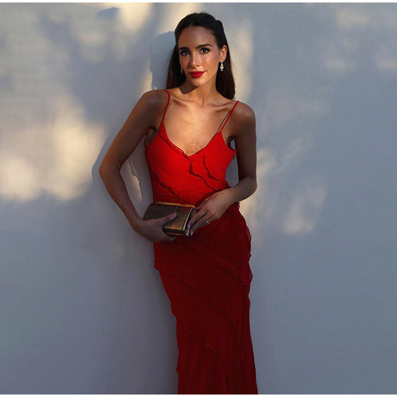 Everly - Maxikleid ohne Ärmel mit Rüschen