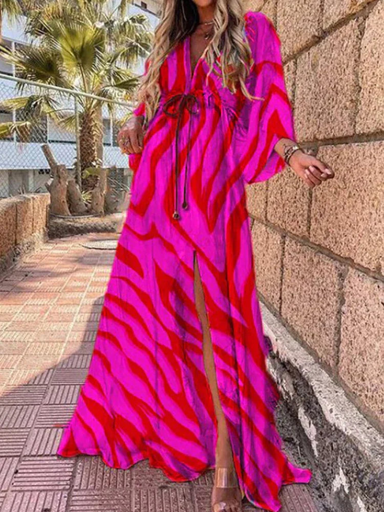 Romina - Maxikleid Fließend mit Gürtel für die Taille