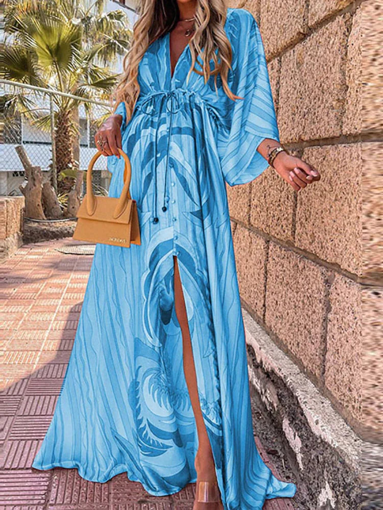 Romina - Maxikleid Fließend mit Gürtel für die Taille