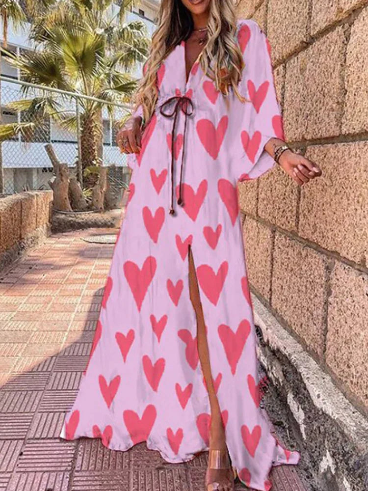 Romina - Maxikleid Fließend mit Gürtel für die Taille