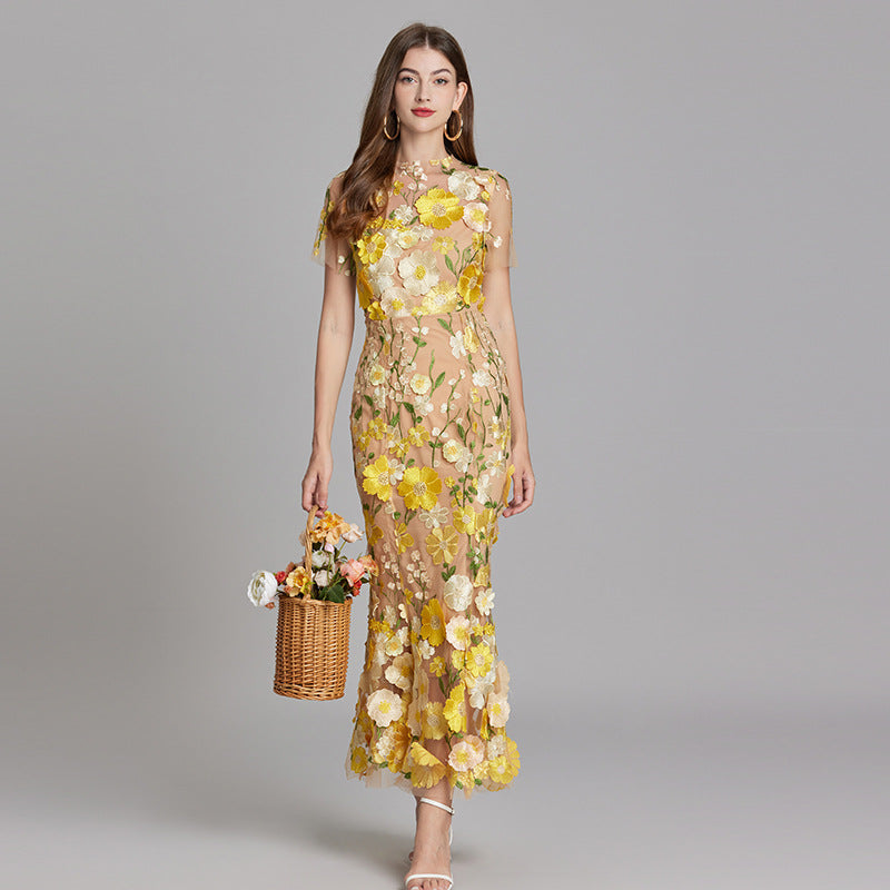 Andrea - Durchsichtiges Maxikleid mit zarter Stickerei