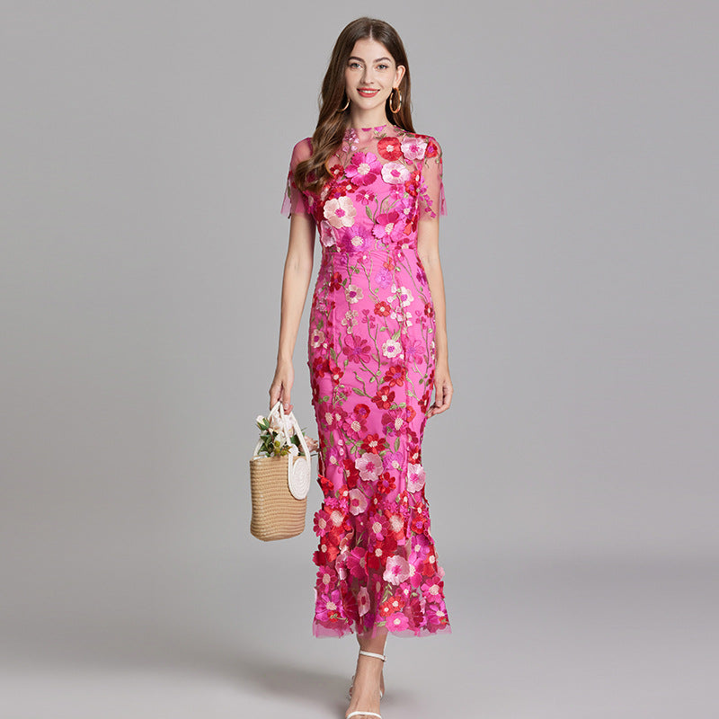 Andrea - Durchsichtiges Maxikleid mit zarter Stickerei