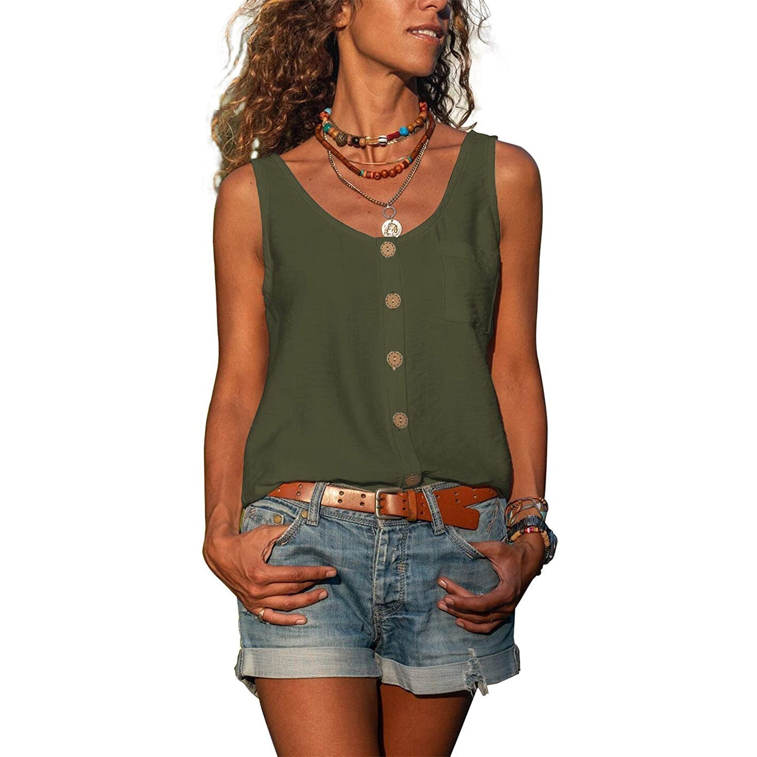 Hannah - Tanktop mit Knöpfen und Tasche