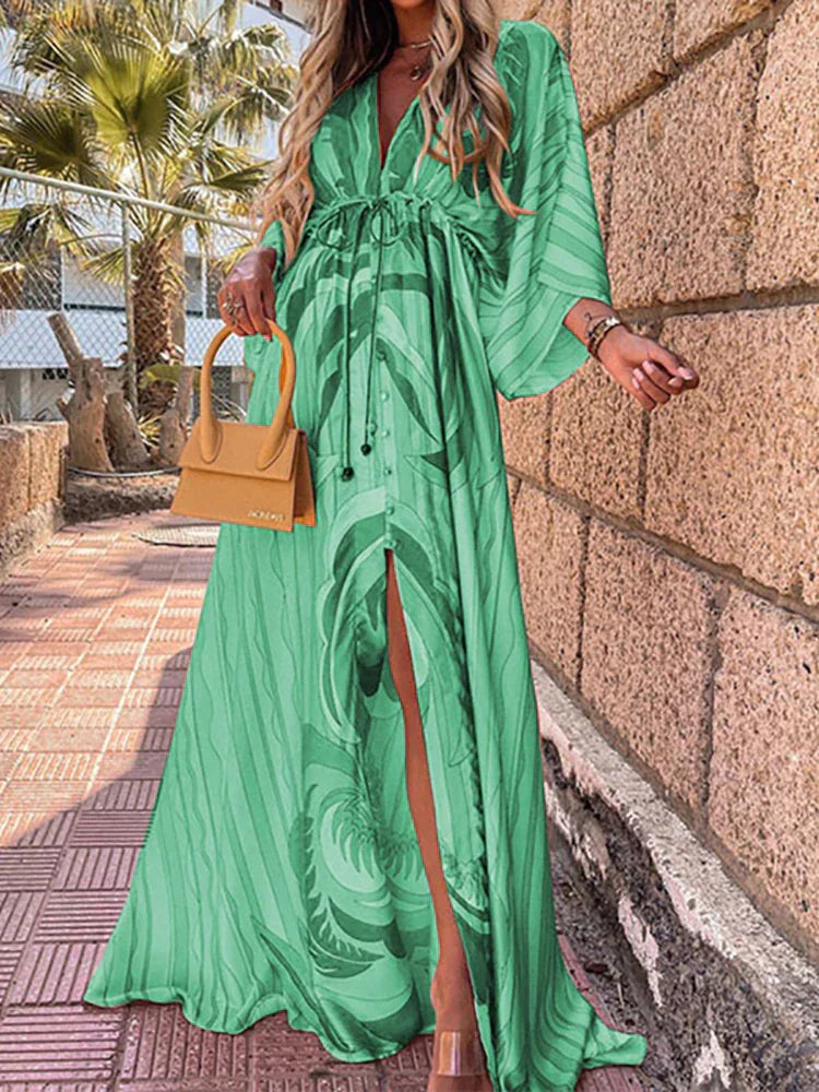 Romina - Maxikleid Fließend mit Gürtel für die Taille