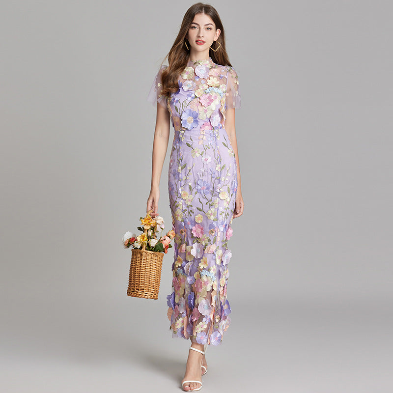 Andrea - Durchsichtiges Maxikleid mit zarter Stickerei