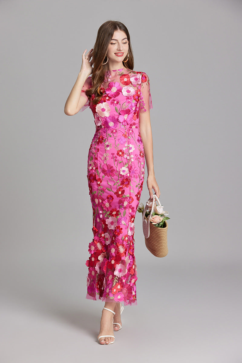Andrea - Durchsichtiges Maxikleid mit zarter Stickerei