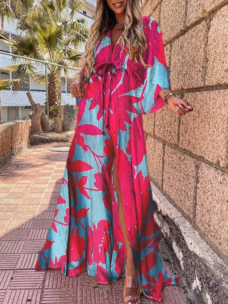 Romina - Maxikleid Fließend mit Gürtel für die Taille