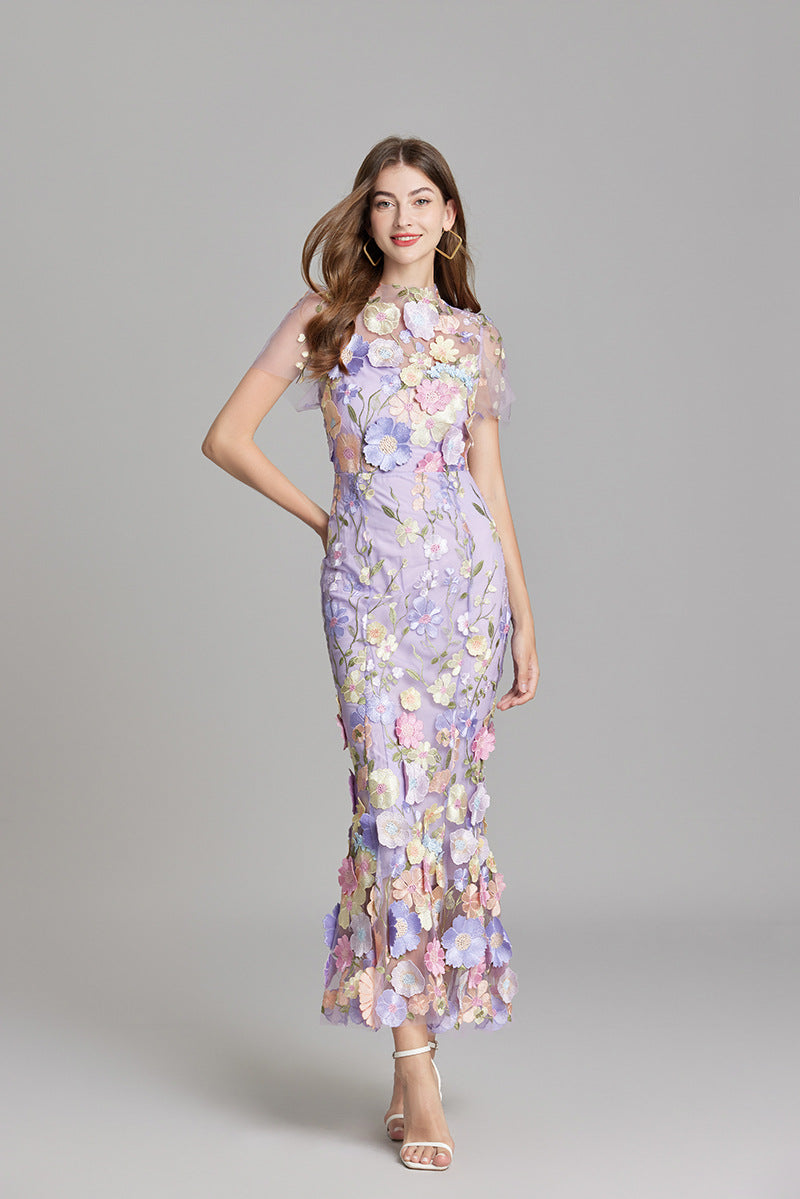 Andrea - Durchsichtiges Maxikleid mit zarter Stickerei