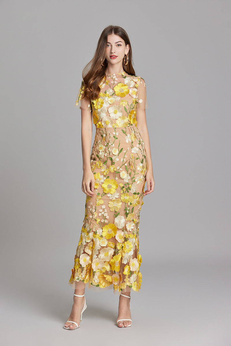 Andrea - Durchsichtiges Maxikleid mit zarter Stickerei