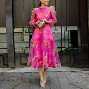 Elvie - Elegantes Blumenkleid mit langen Ärmeln für Frauen