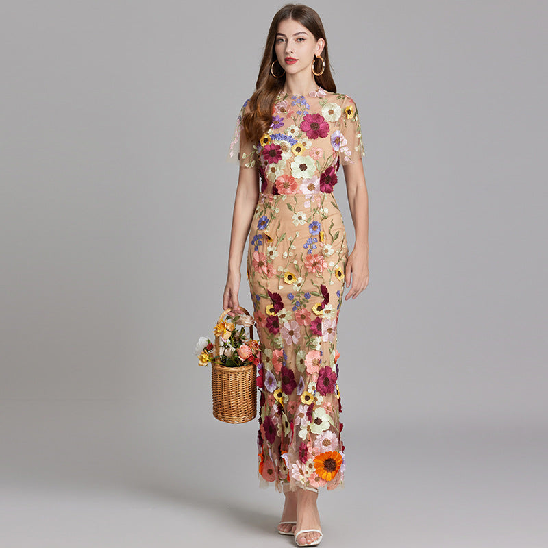 Andrea - Durchsichtiges Maxikleid mit zarter Stickerei