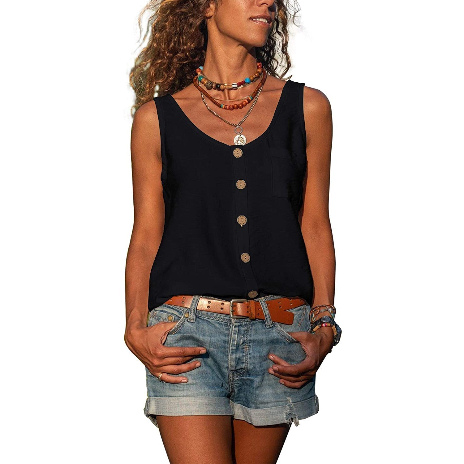 Hannah - Tanktop mit Knöpfen und Tasche