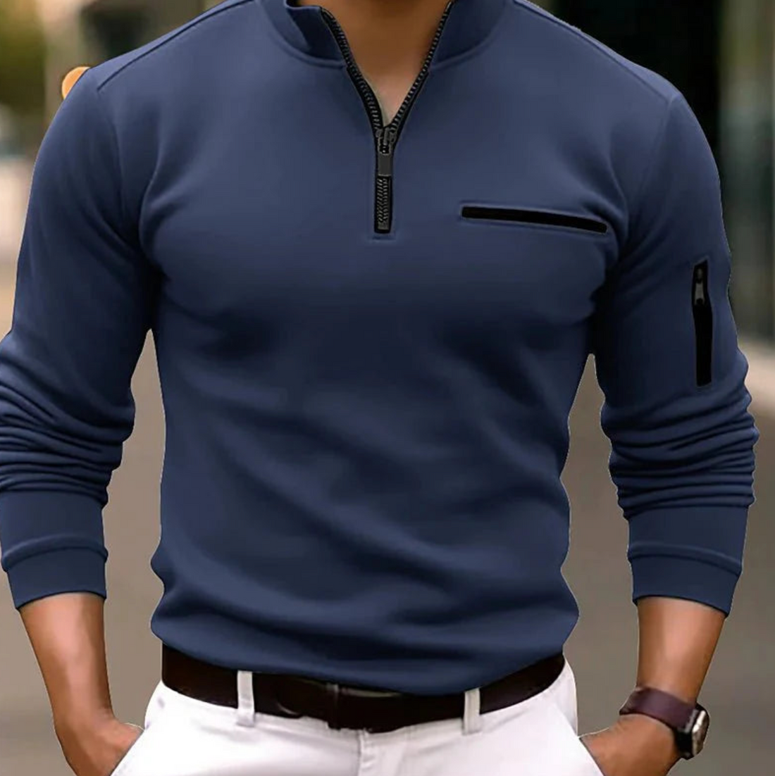 Jonas - Herrenpullover mit Viertel-Reißverschluss