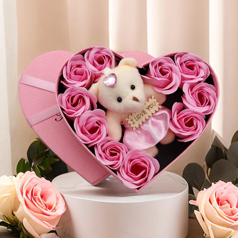 Herzform – Rosenbär Geschenkbox Valentinstag