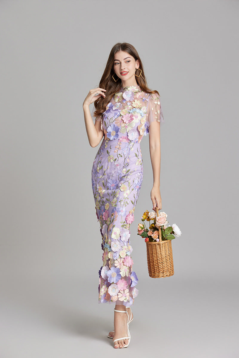 Andrea - Durchsichtiges Maxikleid mit zarter Stickerei