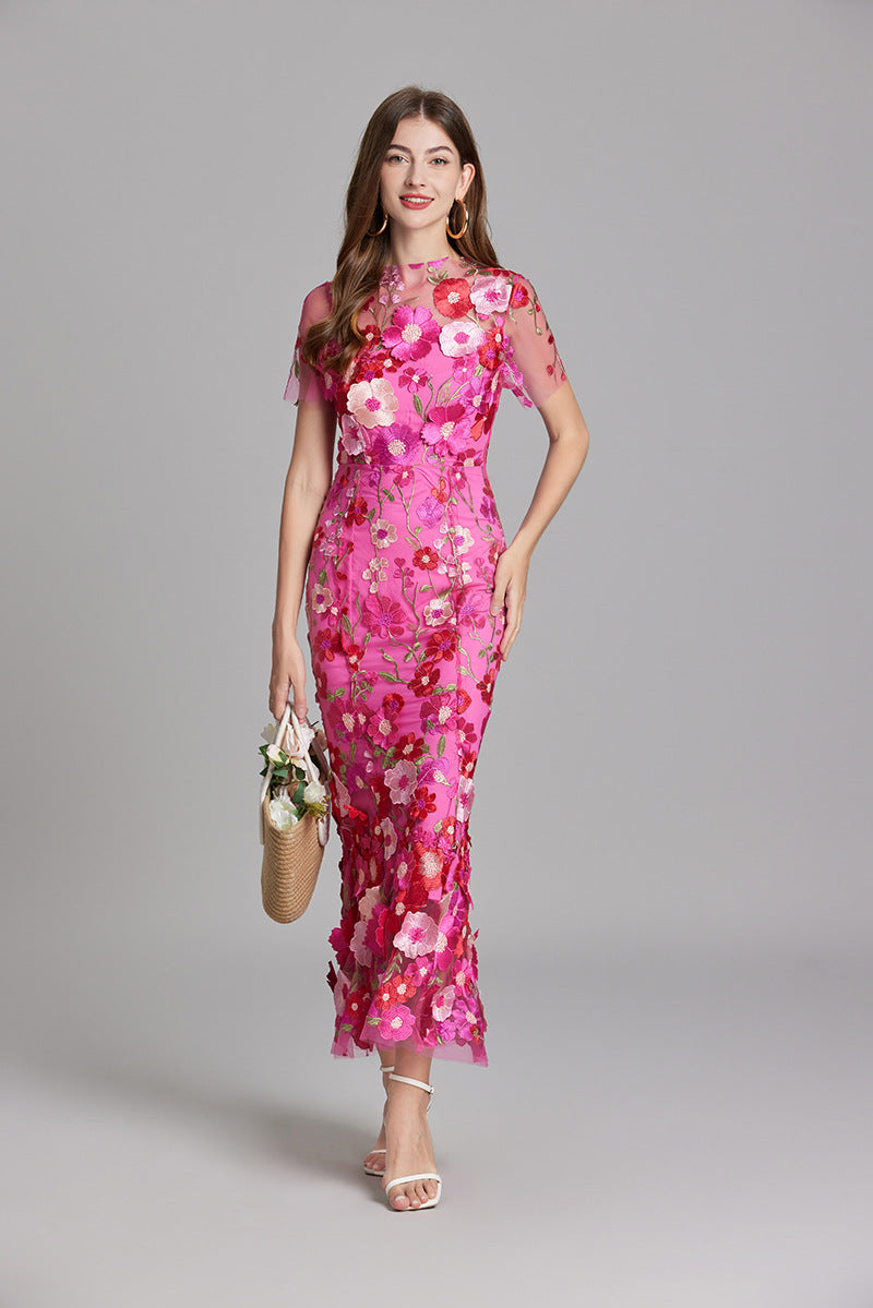Andrea - Durchsichtiges Maxikleid mit zarter Stickerei