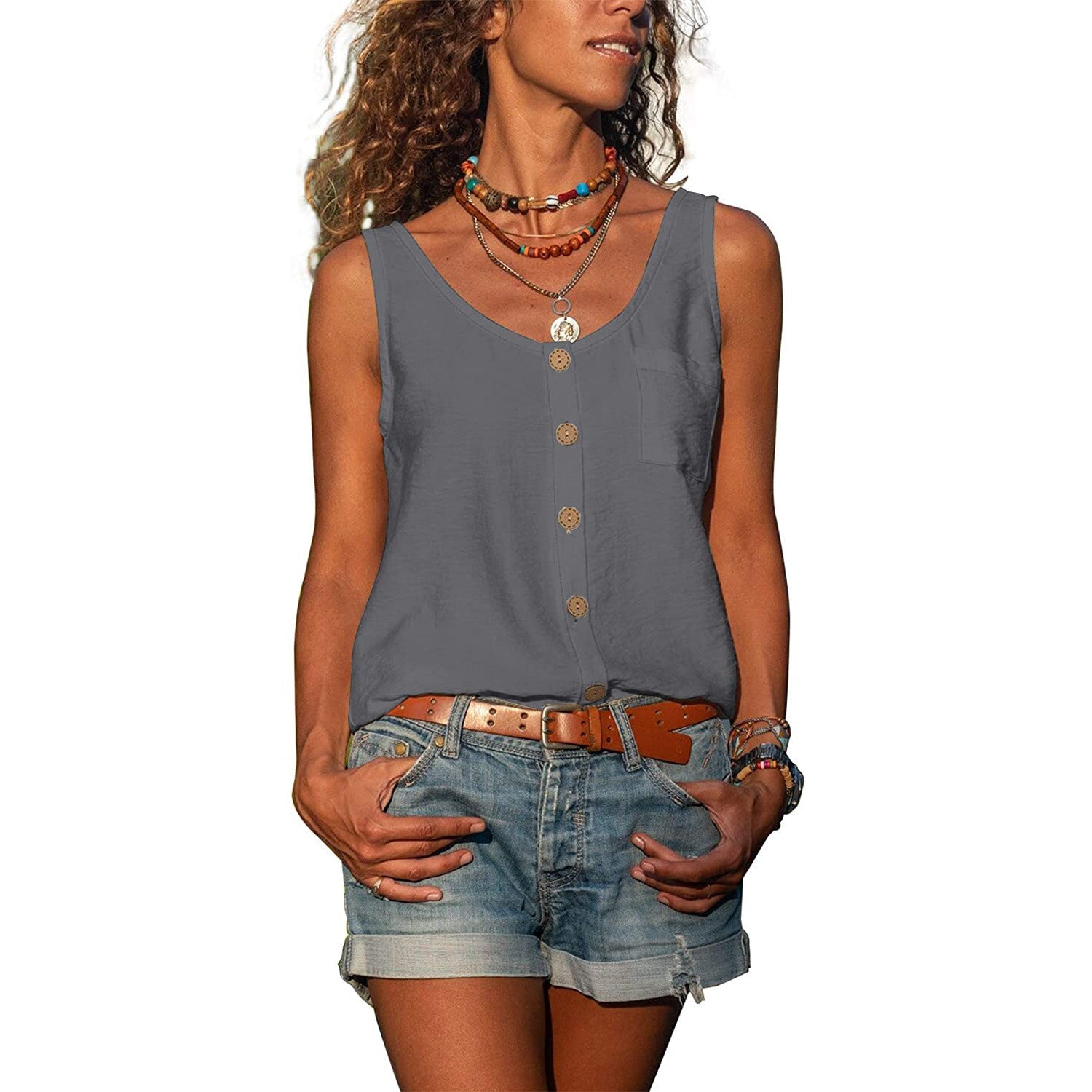 Hannah - Tanktop mit Knöpfen und Tasche
