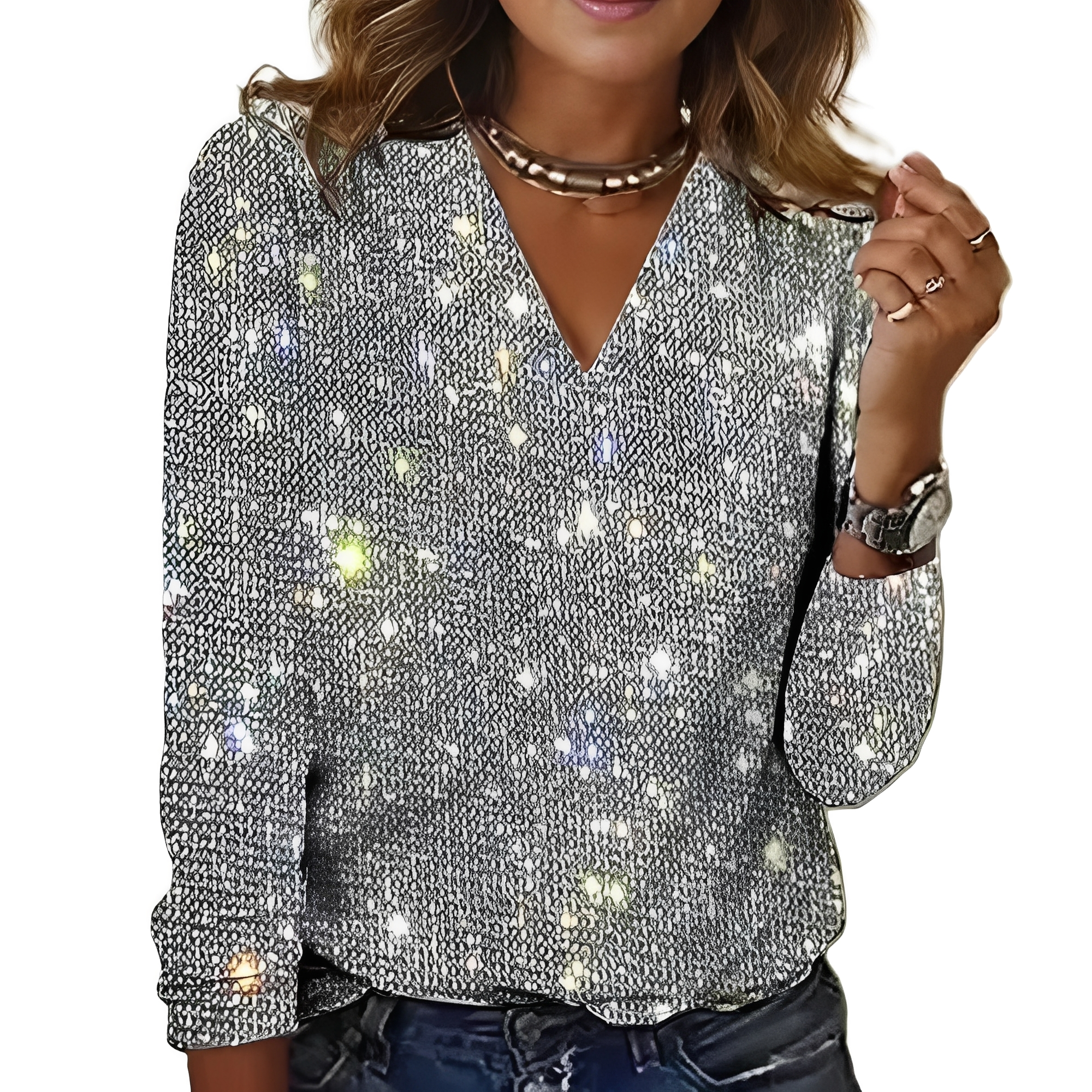Caroline - Elegante, glitzernde Damenbluse