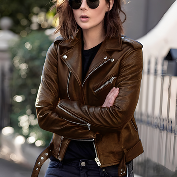 Miranda - Zeitlose Damenlederjacke mit Zipper
