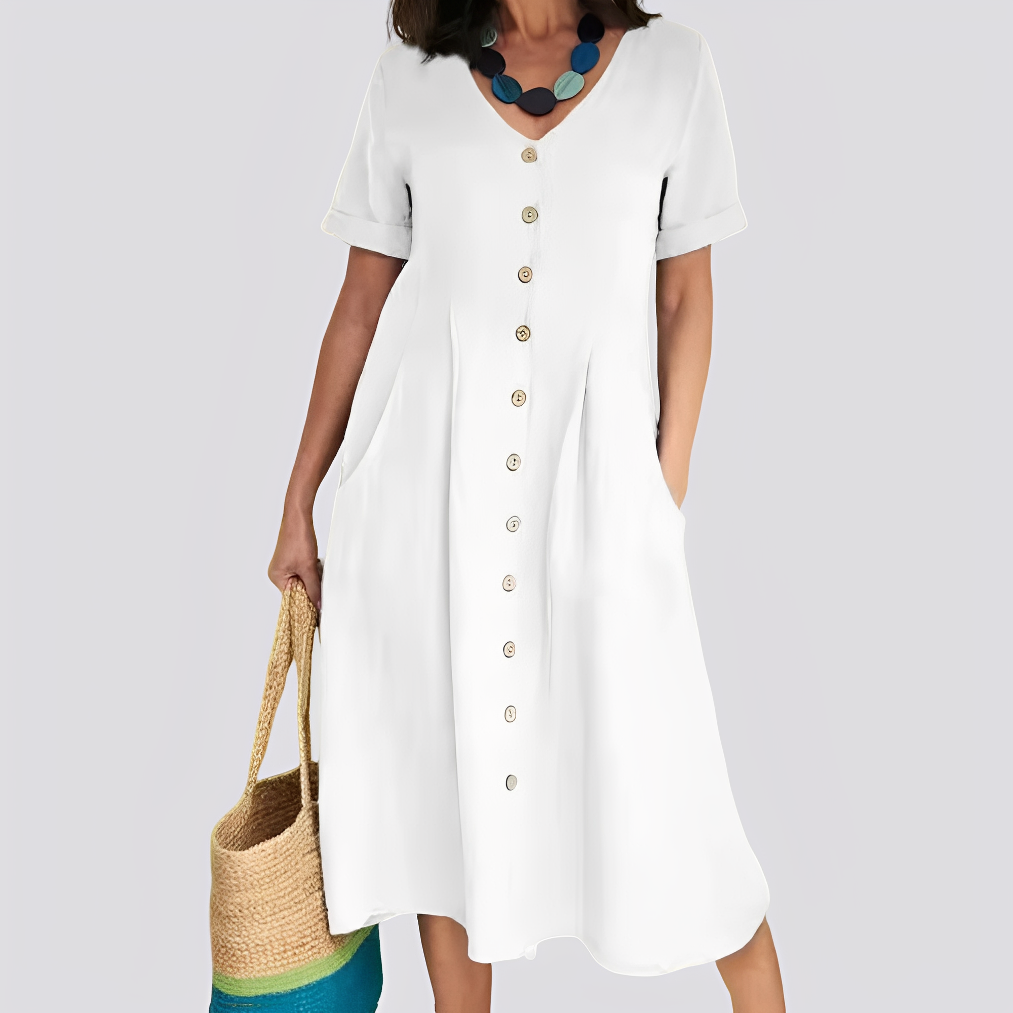 Sabrina - Damenkleid mit bequemer, lockerer Passform und hoher Taille