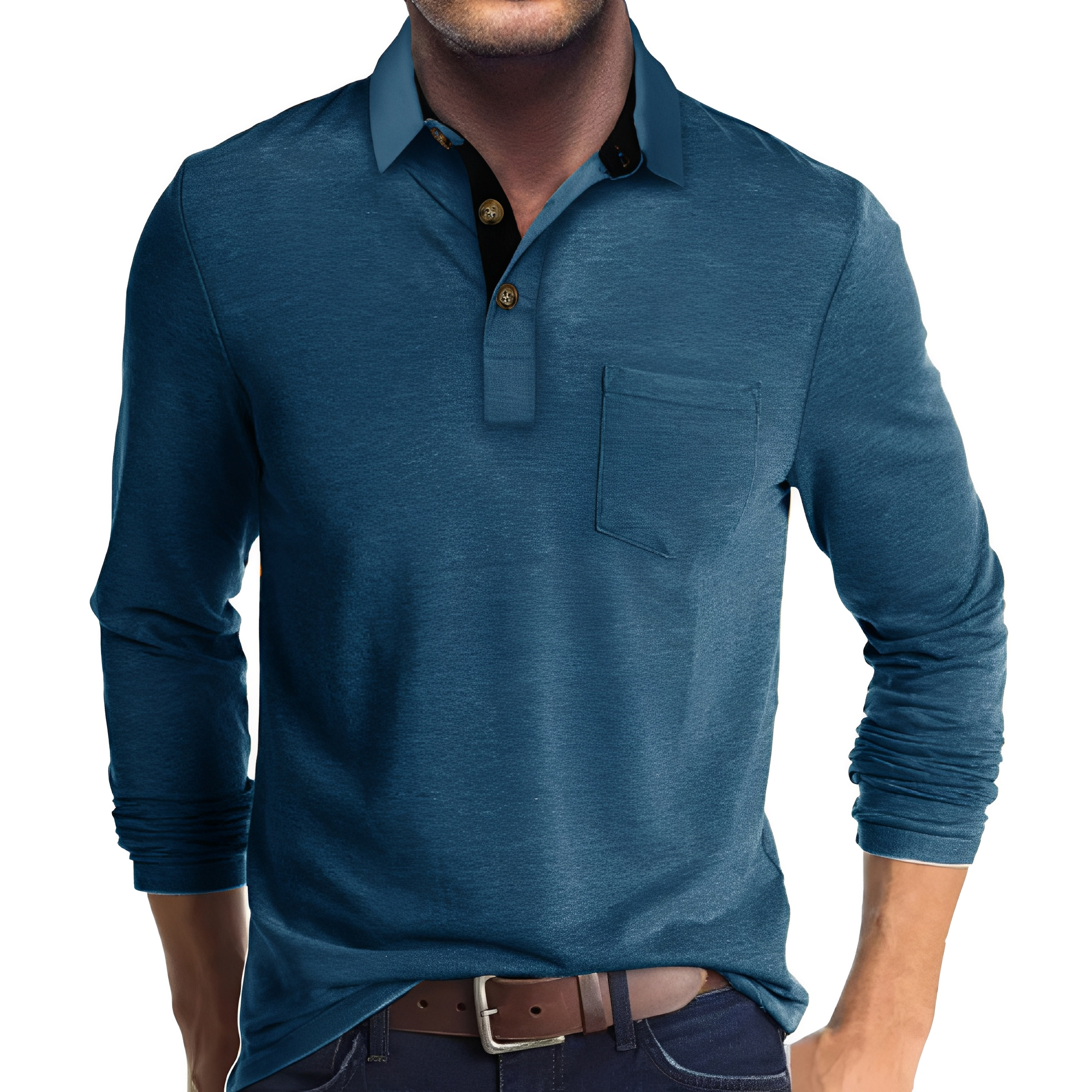 Marty - Locker geschnittenes Langarm-Poloshirt für Herren