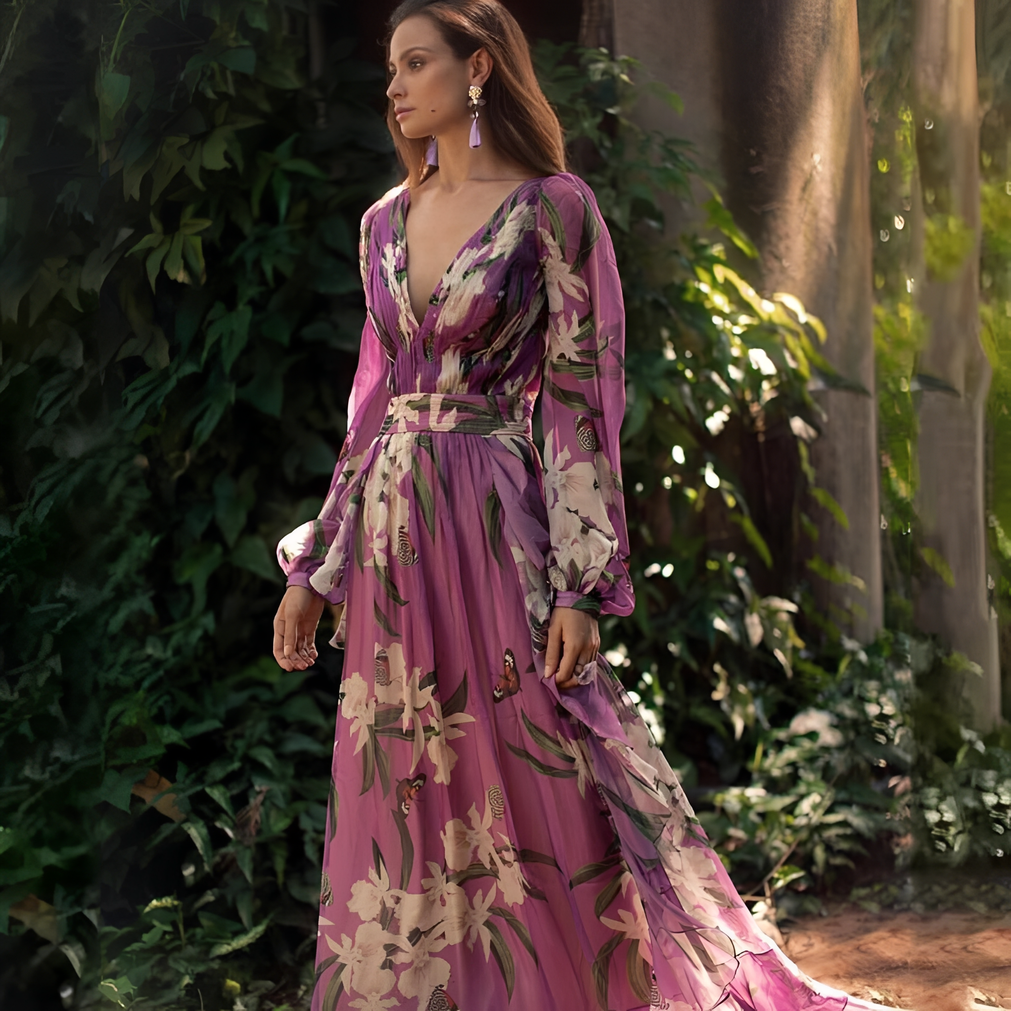 Becca - Elegantes Chiffonkleid mit Blumenmotiv für Damen