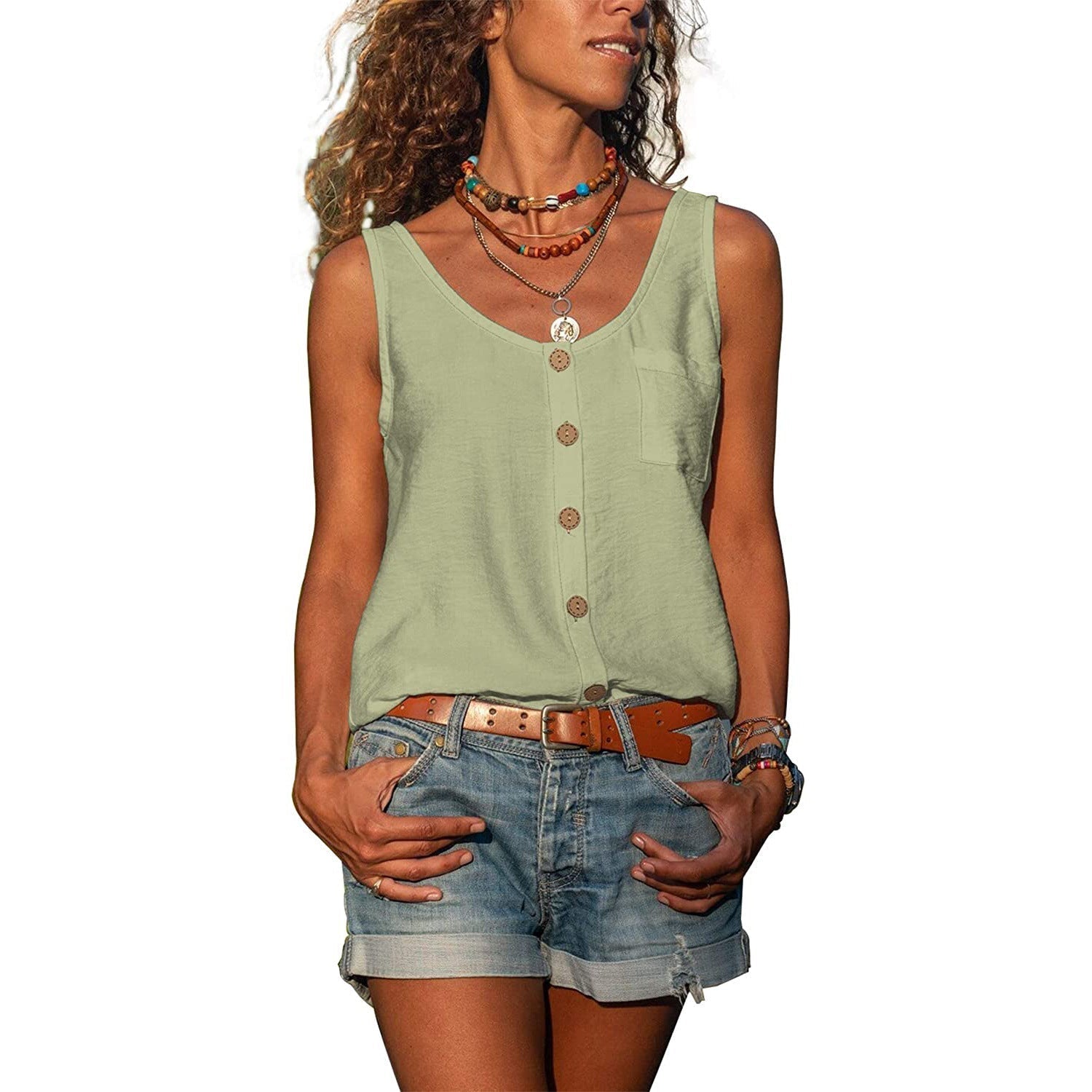 Hannah - Tanktop mit Knöpfen und Tasche