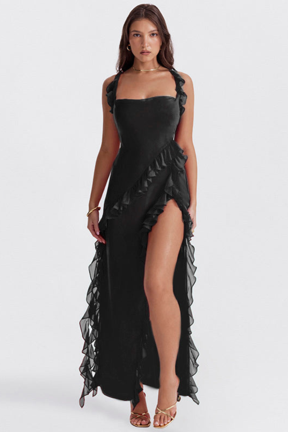 Noémie – Kleid mit Rüschen und Ausschnitt