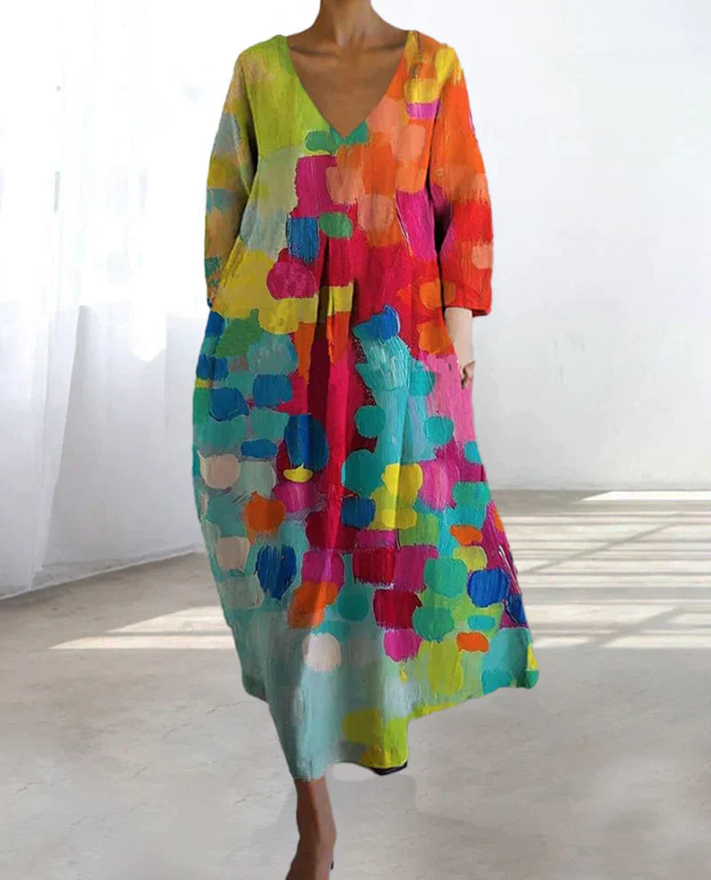 Alina - Farbkleid mit Muster für Frauen